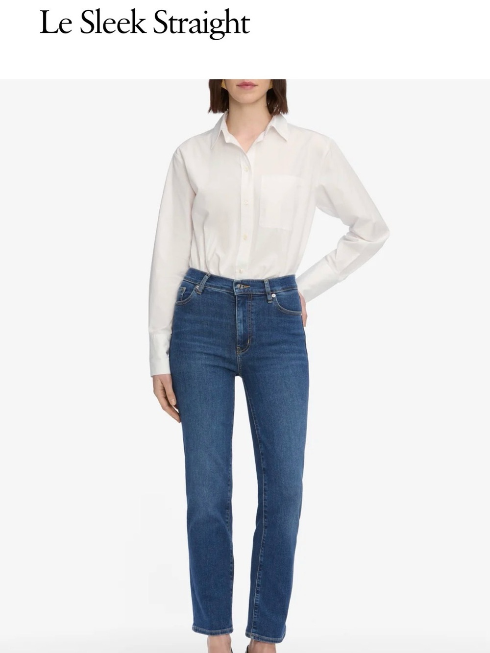 Frame Denim Le Sleek Straight Jeans in medium dark wash (28” inseam)